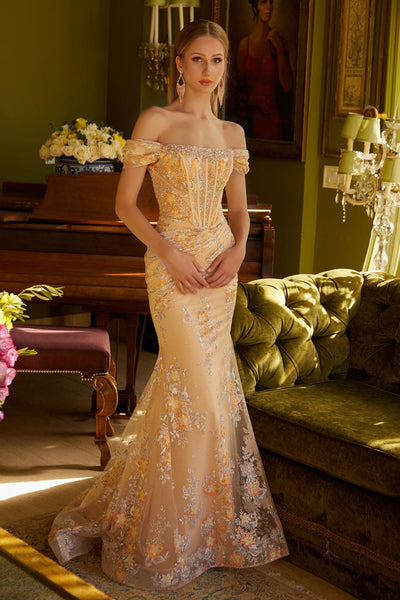 Applique Off Shoulder Gown by GLS Gloria GL3592