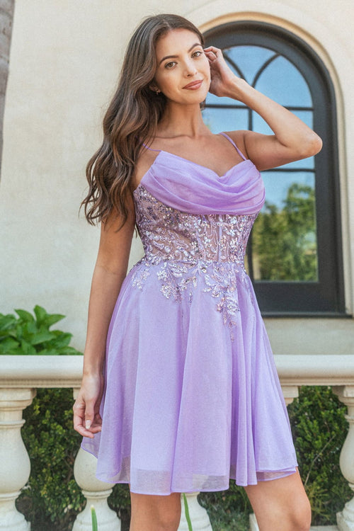 Applique Short Sleeveless Dress by Elizabeth KGS3507