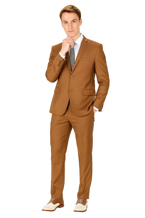 Cognac Slim Wedding Suit B.M.T.
