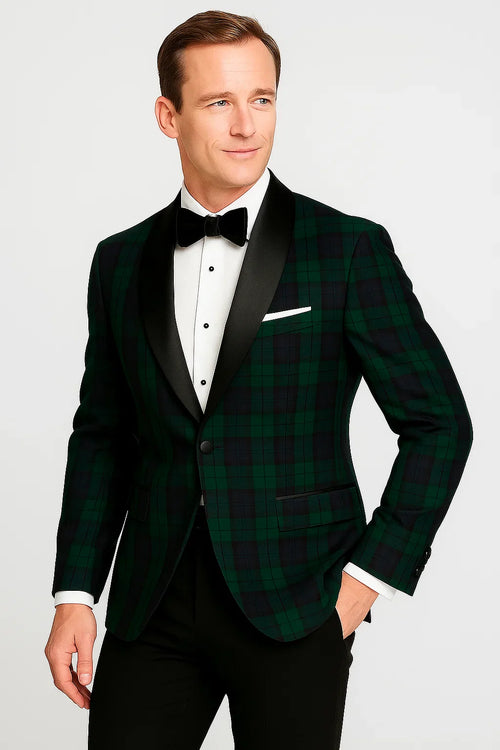 Plaid Dinner Jacket - Green Tartan Sportcoat by Menssuitsatlantain