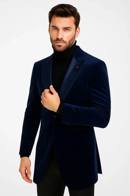 Velvet Long Coat - Velvet Carcoat - R-BlueCoat by USA Men's Outlet