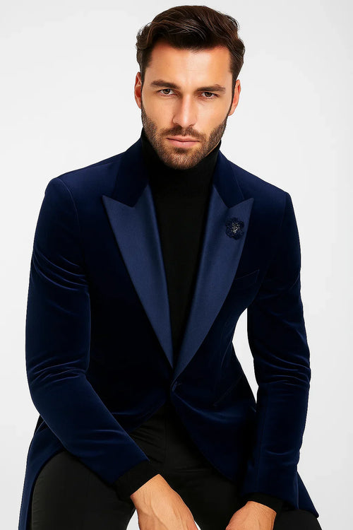 Velvet Long Coat - Velvet Carcoat - R-BlueCoat by USA Men's Outlet