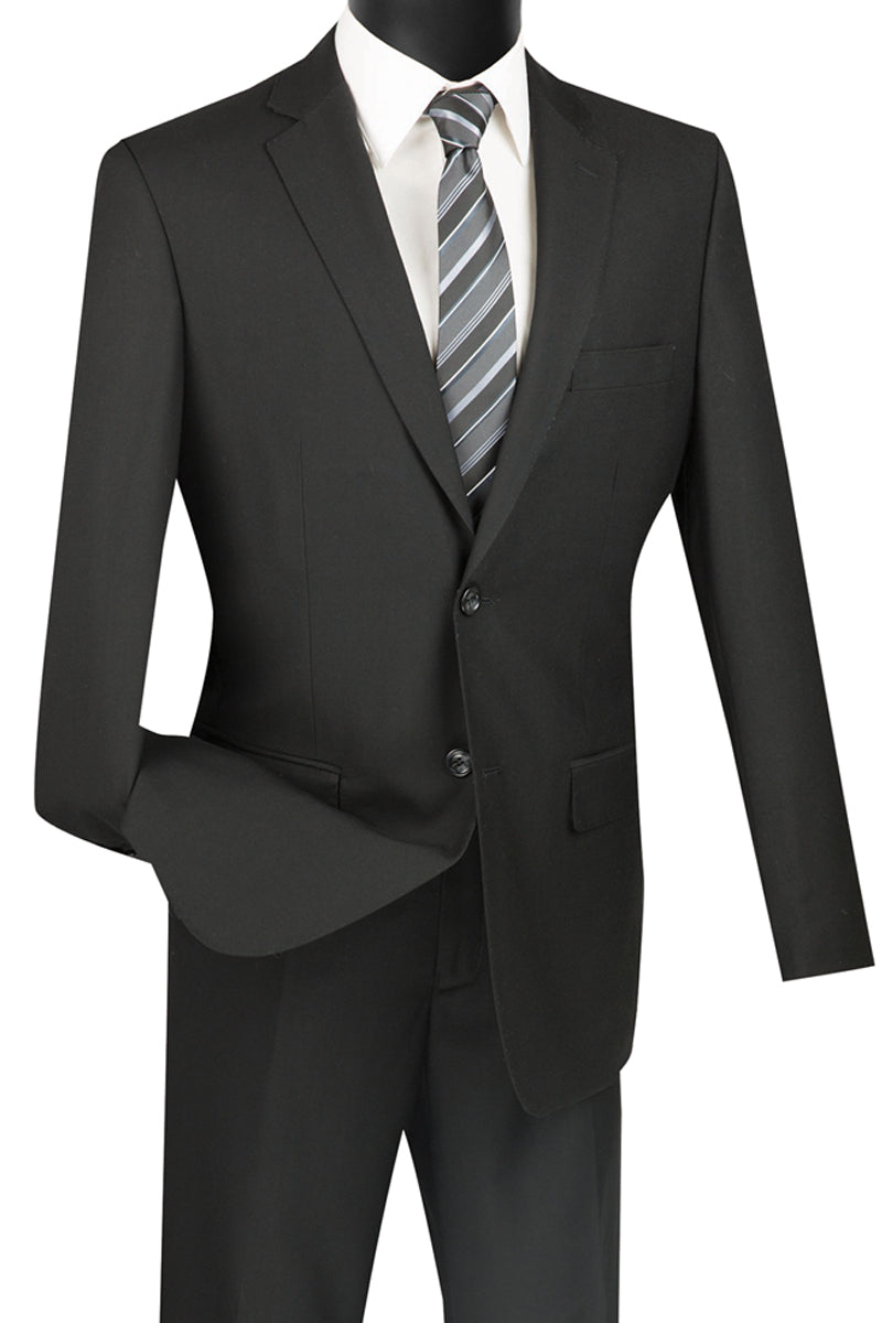Men's Smart Black Suit by Vinci Suits