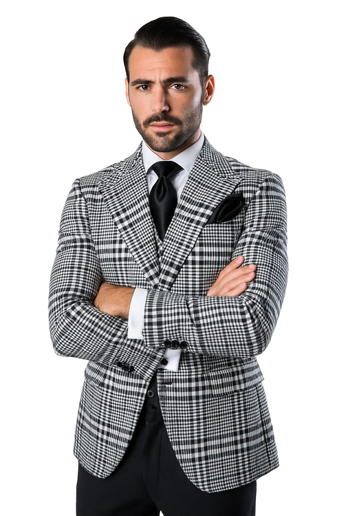 One Button 3 Piece Suit by Rossiman