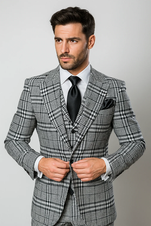 One Button 3 Piece Suit by Rossiman