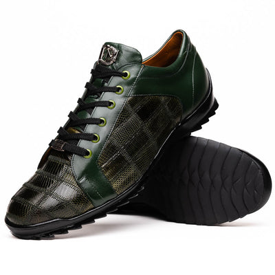 Marco Di Milano Bari Green Lizard Patchwork Sneakers