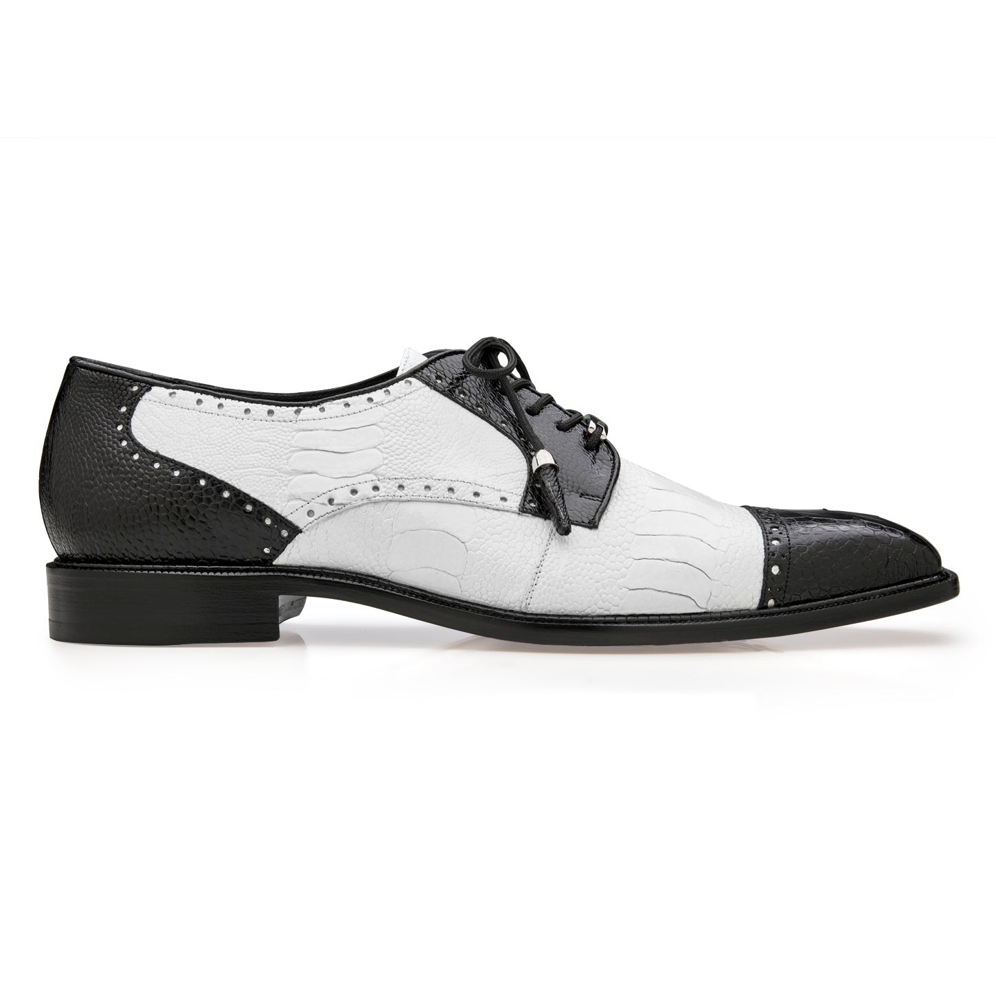 Belvedere Batta - Black & White Leather Dress Shoe – SuitUSA