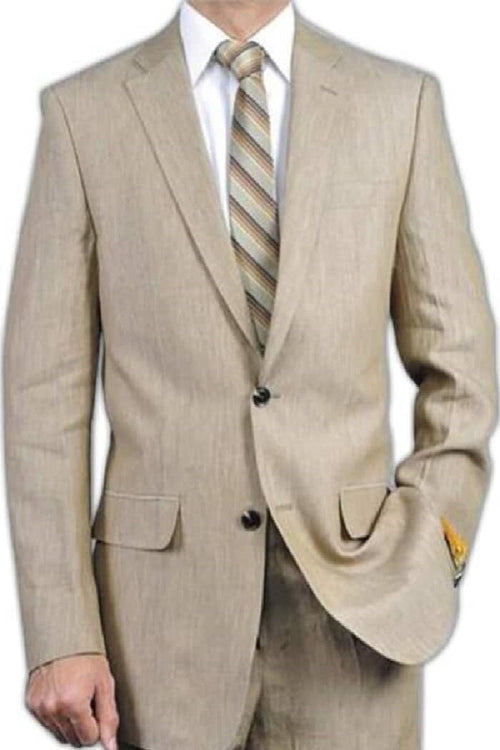 Mens Big and Tall Linen Suits -Beige Summer Fabric Suit