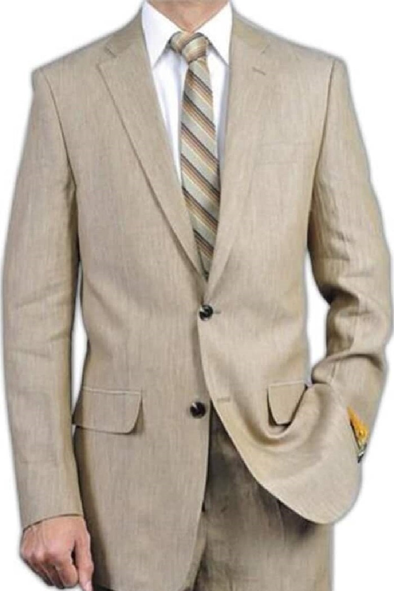 Mens Big and Tall Linen Suits -Beige Summer Fabric Suit – SuitUSA
