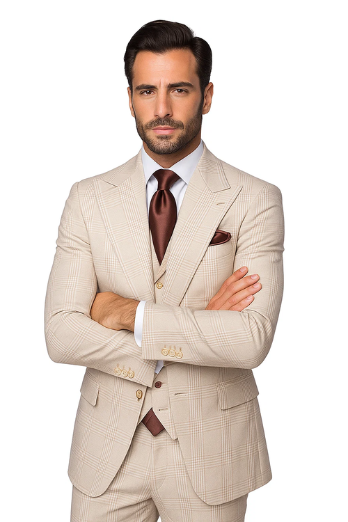 Suits With Baggy Pleated Pants - Wide Leg Pants 100% Wool - Classic Fit by Rossiman USA Men's Outlet