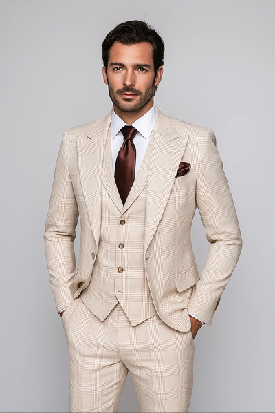 Suits With Baggy Pleated Pants - Wide Leg Pants 100% Wool - Classic Fit by Rossiman USA Men's Outlet