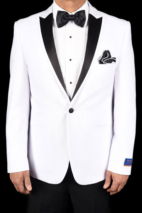 Sienna White 1-Button Peak Tuxedo (2-Piece Set) by Berragamo