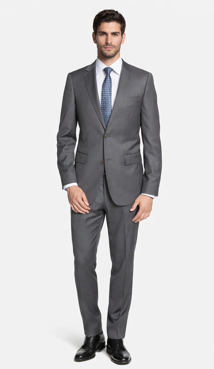 Bertolini 2PC Gray Two-button Suit Wool & Silk by Usamensoutlet