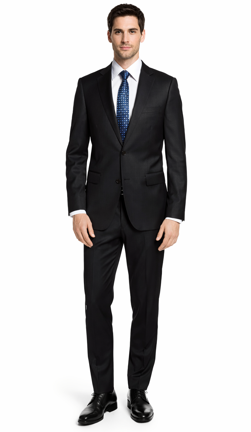 Bertolini 3Pc Wool & Silk Solid Black Suit by Usamensoutlet