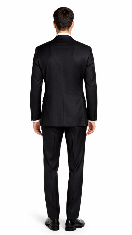 Bertolini 3Pc Wool & Silk Solid Black Suit