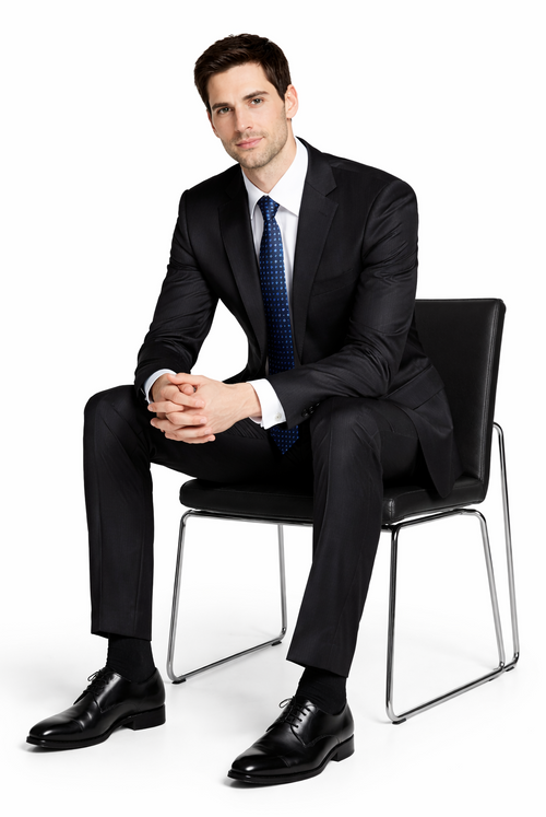 Bertolini 3Pc Wool & Silk Solid Black Suit