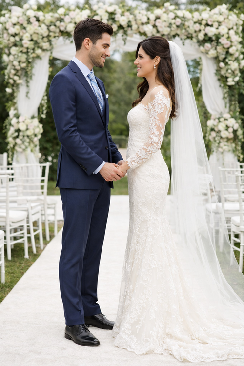 Bertolini Wool & Silk 2Pc French Blue Suit