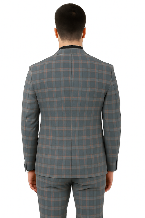 Big and Tall Business Suits - Suits For Big Man - Large Men's Grey Windowpane Vested Suits