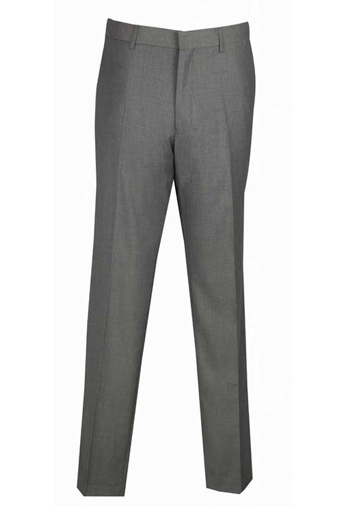 Mens Slim Fit Wool Feel Flat Front Dress Slacks in Grey by Vinci