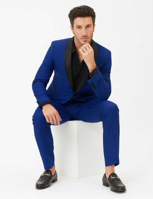Black And Royal Blue Tuxedo - Prom Wedding Suit Royal Blue Prom Dress