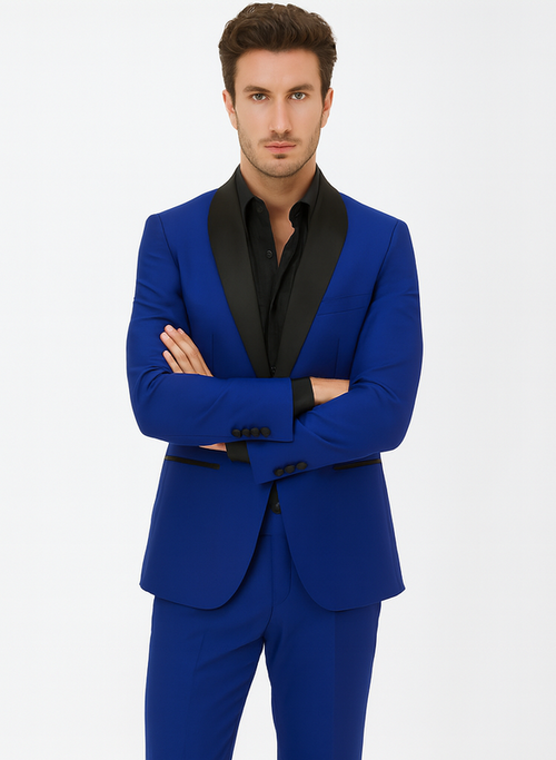 Men’s Black and Royal Blue Tuxedo – Luxury Prom & Wedding Suit