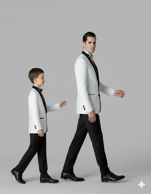 Black and White Shawl Lapel Father ~ Dad And Son Matching Suits by Men'sUSA