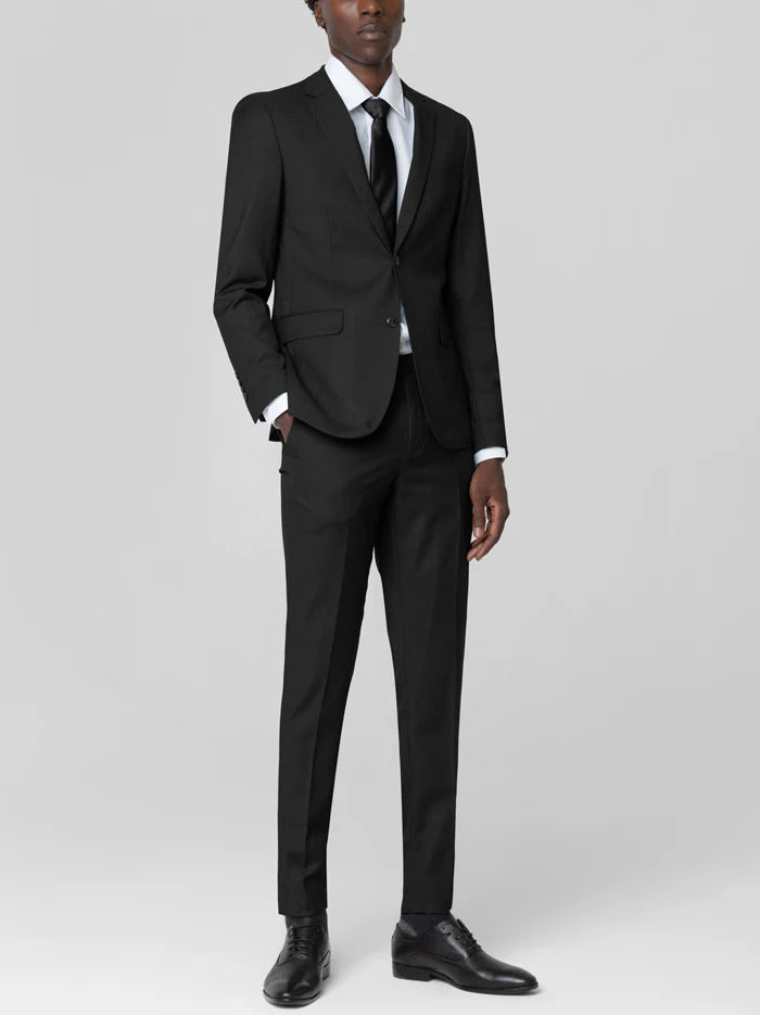 Mens Modern Classic Black Birdseye Two Button Suit – SuitUSA