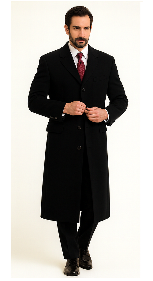 Black Cashmere Chesterfield Overcoat by AlbertoNardoniStore