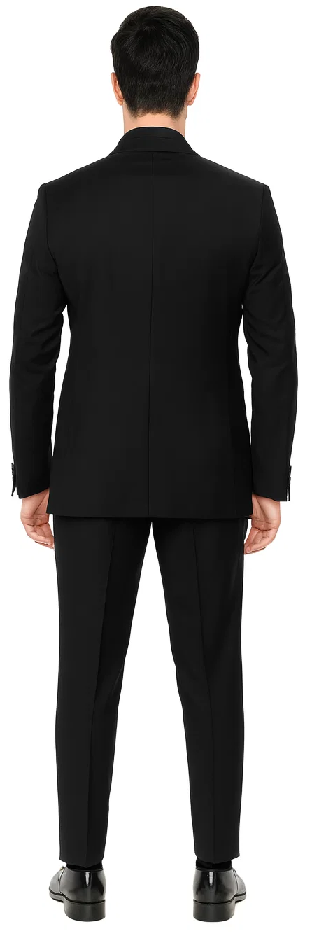 Black Double Breasted Slim Fit Tuxedo Peak Lapel - Wedding - Prom