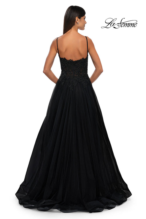 La Femme 32646 Lace Applique Sleeveless Prom Gown