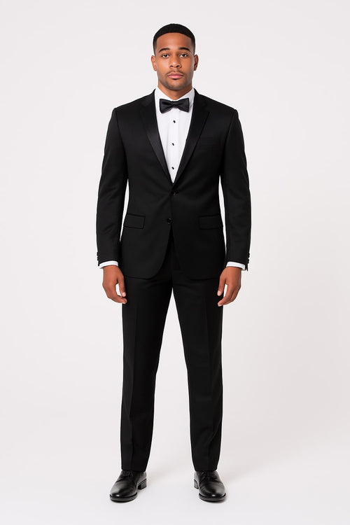 Black Satin Tuxedo Set - 4-Piece Style for Weddings & Proms by Tazzio