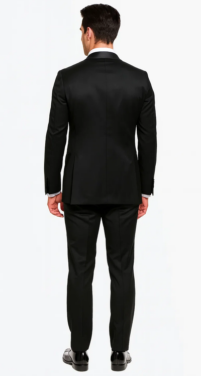 Black Slim Fit Satin Tuxedo – Four Piece Set