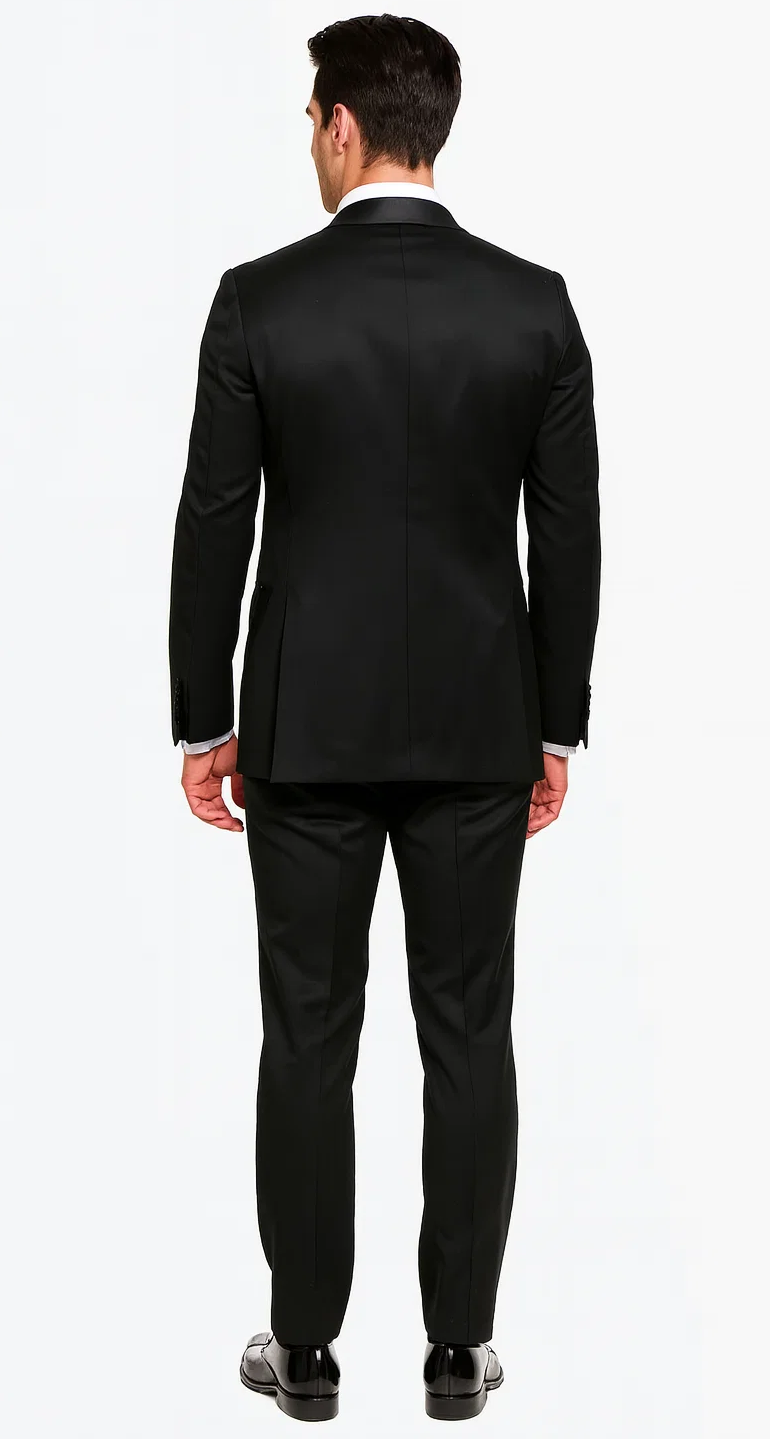 Black Slim Fit Satin Tuxedo β Four Piece Set
