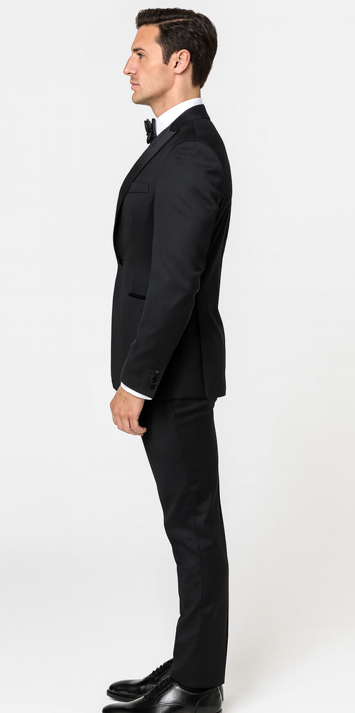 Black Slim Fit Satin Tuxedo β Four Piece Set