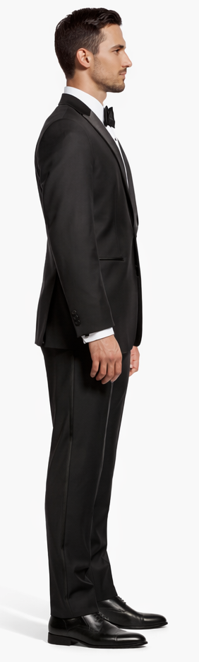 Black Slim Fit Tuxedo with Peak Framed Lapel – Wedding & Prom