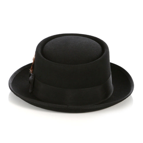 Black Premium Wool Pork Pie Hat by Ferrecci