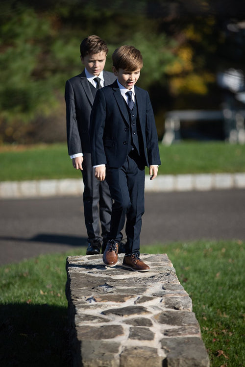 Premium Kids Midnight Navy 5-Piece Wool Blend Suit by BLACKTIE