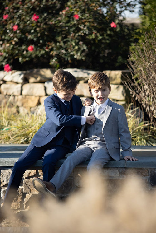 Premium Kids Sapphire Blue 5-Piece Wool Blend Suit BLACKTIE