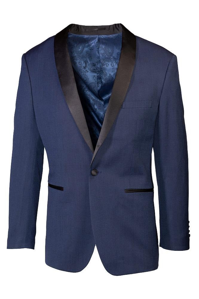 "Sebastian" Indigo Pindot Tuxedo Jacket (Separates)