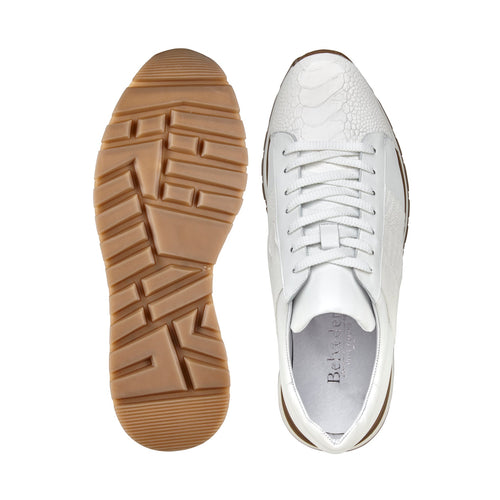 Belvedere Blake White Ostrich Leather Luxury Shoe