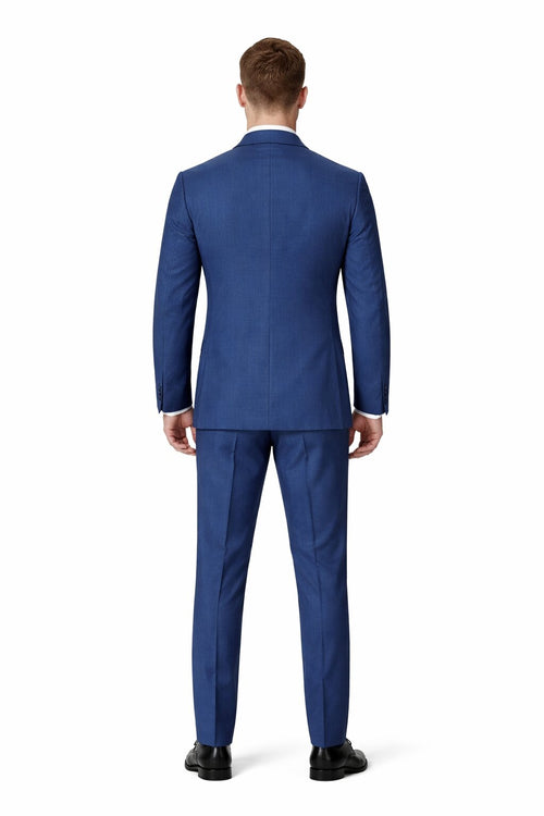 Mens Blue Wool Tiglio Double Breasted Suit – Classic Peak Lapel Suit