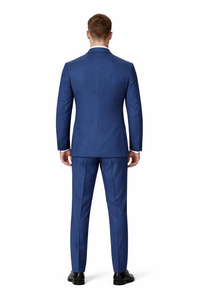 Mens Blue Wool Tiglio Double Breasted Suit – Classic Peak Lapel Suit