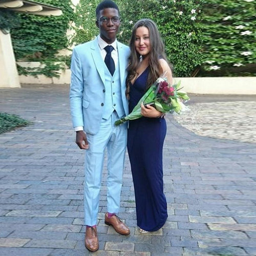 Light blue prom deals dress and tux Baby Blue Prom Tuxedo