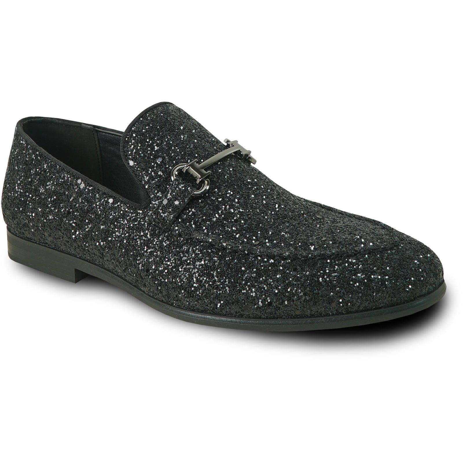 Bravo Mens' Modern Glitter-Sequin Prom Tux Loafer w/Buckle, Black - USA Men's Outlet – SuitUSA