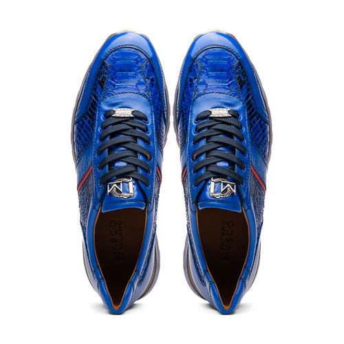 Marco Di Milano Brescia Python & Calfskin Sneakers Blue
