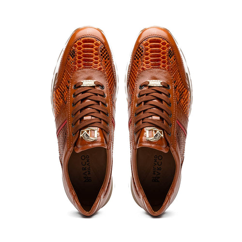 Marco Di Milano Brescia Python & Calfskin Sneakers Honey