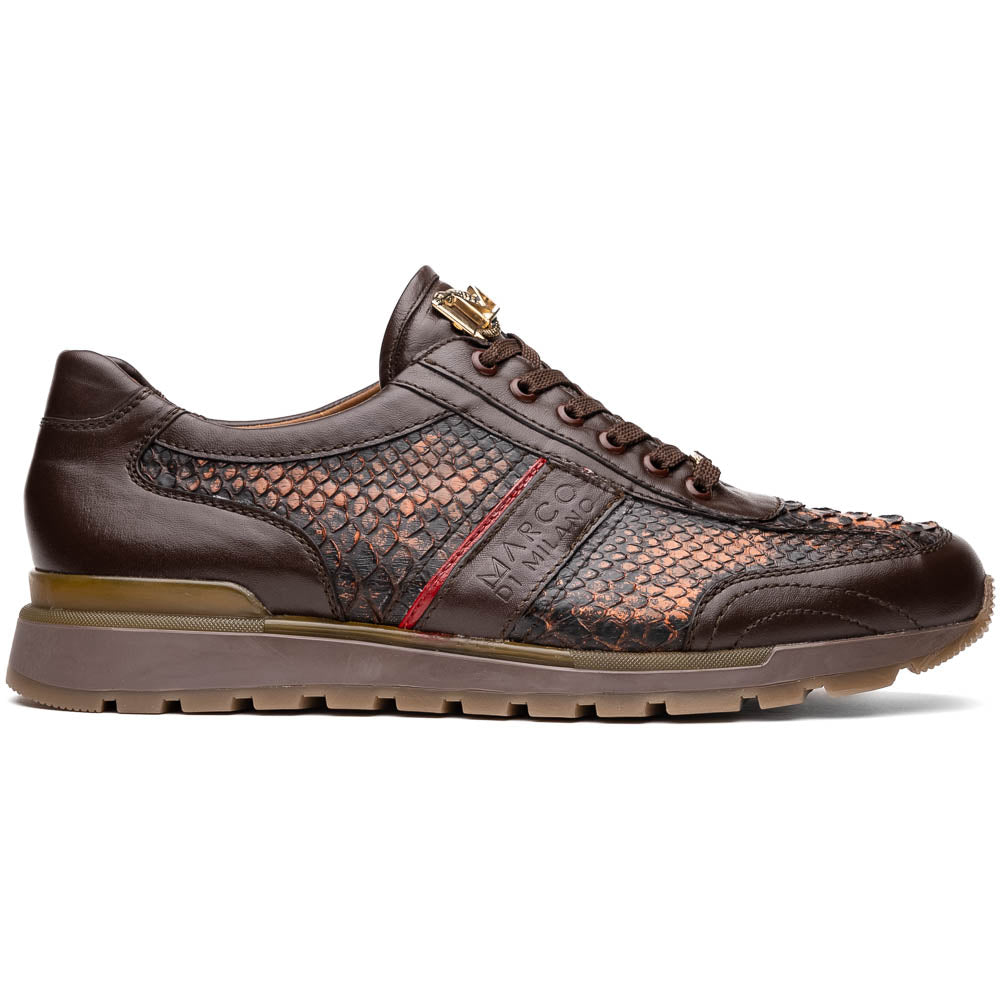 Marco Di Milano Brescia Python & Calfskin Sneakers Cognac
