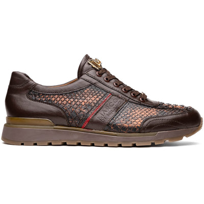 Marco Di Milano Brescia Python & Calfskin Sneakers Cognac