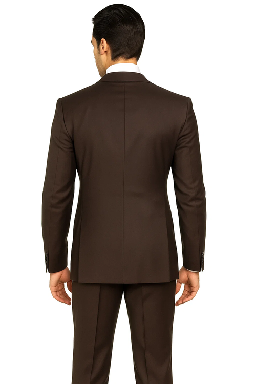 Brown One Button 3 Piece Suit by Rossiman
