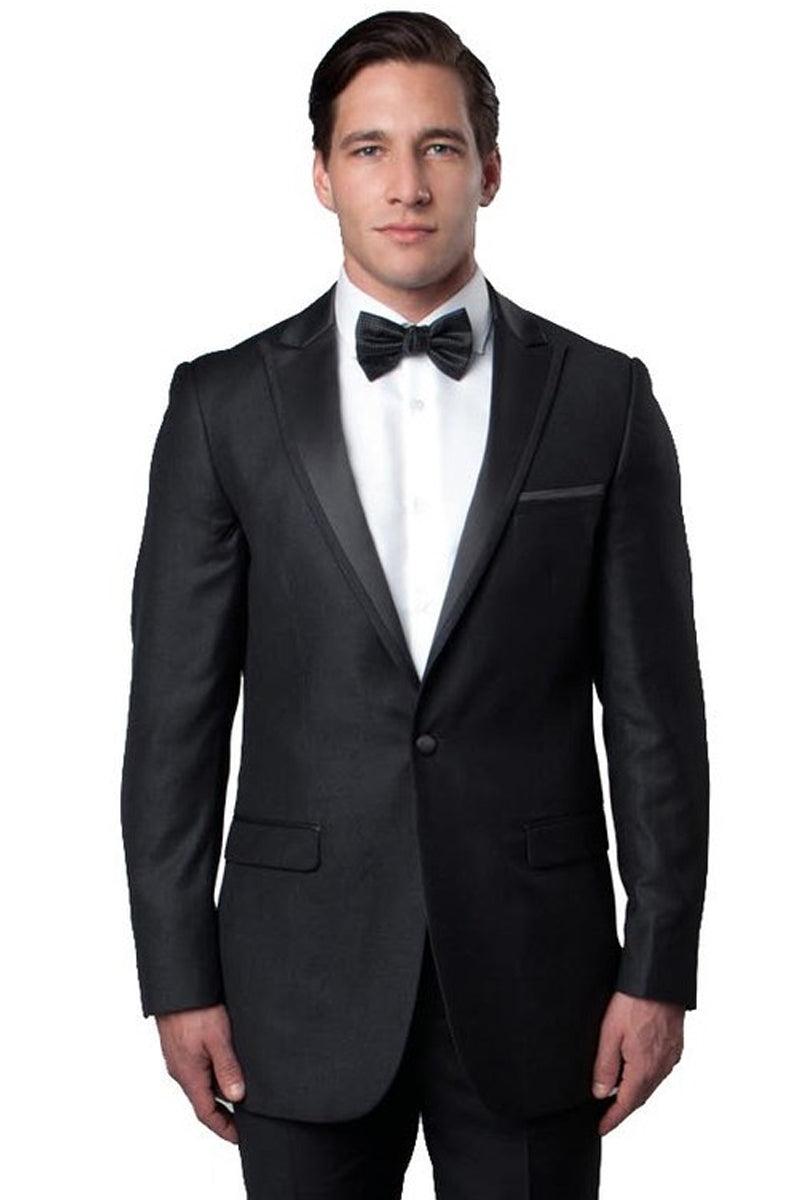"Bryan Michaels Charcoal Grey Slim Fit Satin-Trimmed Tux:Upgrade Your Special Occasion Look" - Elegant Mensattire